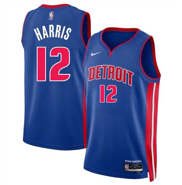 Men%27s Detroit Pistons #12 Tobias Harris Blue 2024 Icon Edition Stitched Jersey Dzhi->detroit pistons->NBA Jersey
